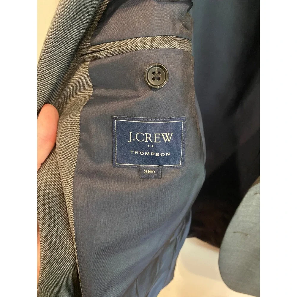 J Crew‎ Mens Grey Wool Blend Suit Jacket Blazer 38R